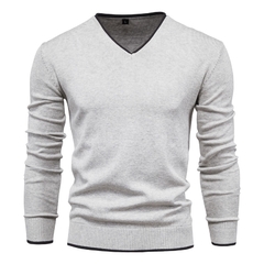 Suéter em malha de algodão gola V masculino - loja online