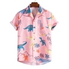 Camisa leve estilo havaiano dinossauro