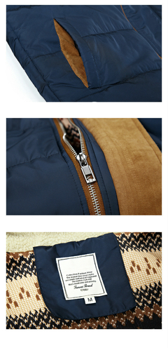 Jaqueta masculina Jenon estilo retalho com capuz parka - loja online