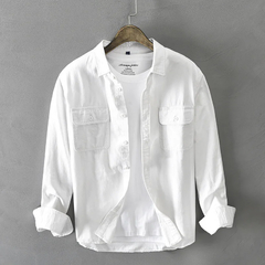 Camisa masculina Casual algodão