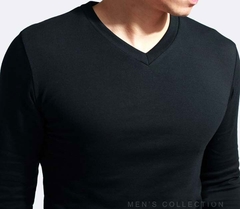 Camiseta manga longa gola V diversas cores - loja online