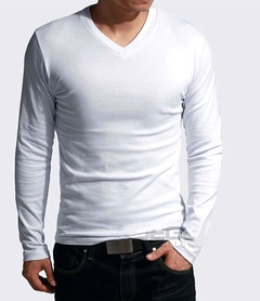 Camiseta manga longa gola V diversas cores - comprar online