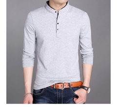 Camiseta manga longa cor sólida gola vertical - Mayortstore | Roupas, Relógios e acessórios 