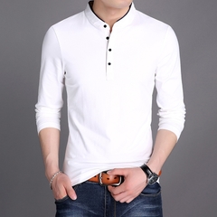 Camiseta manga longa cor sólida gola vertical - Mayortstore | Roupas, Relógios e acessórios 