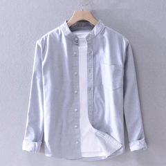 Camisa casual de mangas compridas algodão - loja online