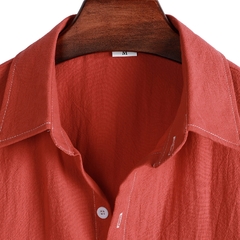 Camisa masculina cor sólida manga curta - comprar online
