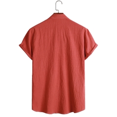 Camisa masculina cor sólida manga curta - comprar online