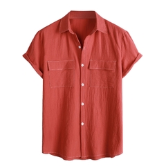 Camisa masculina cor sólida manga curta na internet