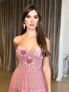 LOCAÇÃO Vestido Tule Rosa Corselet - comprar online