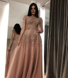 LOCAÇÃO Vestido Princesa Rosa/Rose Bordado com mangas na internet