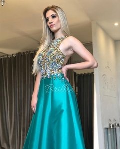 Vestido Verde Esmeralda com Bordado 3D - loja online