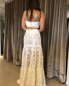 Conjunto Cropped e Saia Off White - comprar online