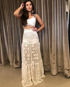 Conjunto Cropped e Saia Off White