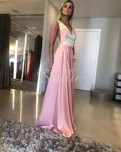 LOCAÇÃO Vestido Rosa listras - loja online