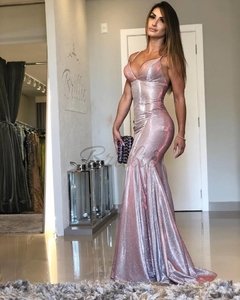 Vestido Sereia Rosa Brilho