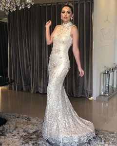 Vestido Sereia Renda Nude