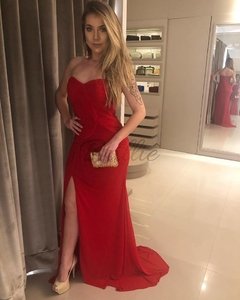 Vestido Vermelho Tomara que caia Drapeado