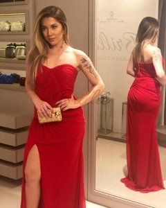 Vestido Vermelho Tomara que caia Drapeado - comprar online