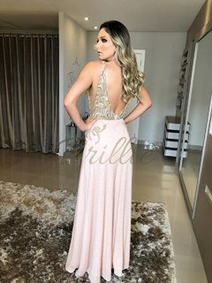 LOCAÇÃO Vestido Paetês e Bordado Rose - comprar online