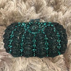 LOCAÇÃO Clutch Verde e Preta Pedrarias