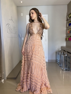 LOCAÇÃO Vestido Rose Plumas - loja online