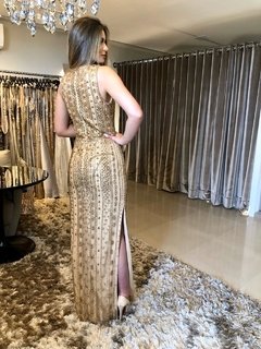 LOCAÇÃO Vestido Bordado Dourado na internet