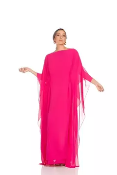 PRIMEIRA LOCAÇÃO Vestido Kaftan Musseline Pink