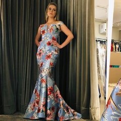 LOCAÇÃO Vestido Sereia Estampado Ombro a Ombro - Brilliê