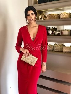 LOCAÇÃO Vestido vermelho manga longa na internet