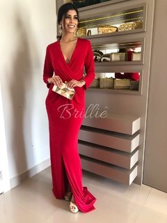 LOCAÇÃO Vestido vermelho manga longa