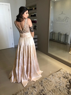 LOCAÇÃO Vestido Nude princesa corset bordado - loja online