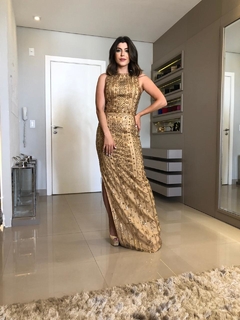 LOCAÇÃO Vestido Bordado Dourado - loja online