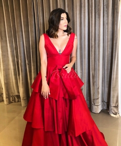 LOCAÇÃO Vestido vermelho camadas e laço - Brilliê