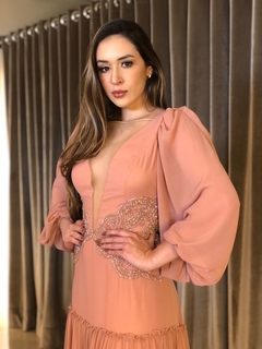 LOCAÇÃO Vestido Rosa Chá com manga longa - comprar online