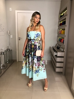 LOCAÇÃO Vestido Midi Verde Estampado