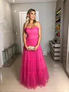 LOCAÇÃO Vestido Pink em Tule Tomara que caia - comprar online