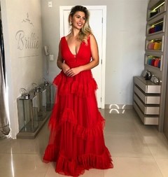 LOCAÇÃO Vestido Vermelho Tule camadas