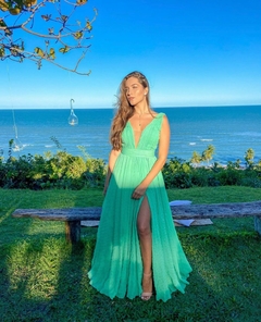 LOCAÇÃO Vestido Verde Menta em crepe