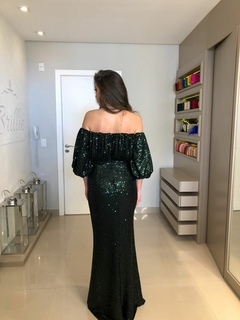 LOCAÇÃO Vestido Verde e Preto Paetês - Brilliê