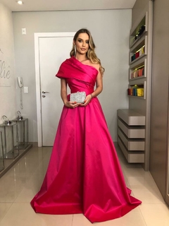 LOCAÇÃO Vestido Rosa Pink Ombro Único - comprar online