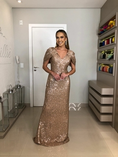 LOCAÇÃO Vestido Rose gold/Dourado Paetês na internet