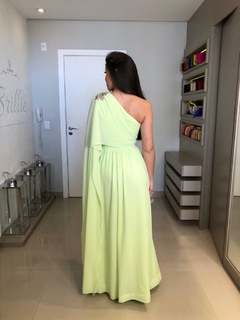 LOCAÇÃO Vestido Crepe Verde lima ombro único - comprar online