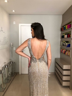 LOCAÇÃO Vestido Prata Todo Bordado - Brilliê