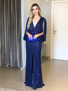 LOCAÇÃO Vestido Azul Paetês