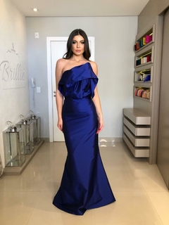 LOCAÇÃO Vestido azul royal tomara que caia na internet