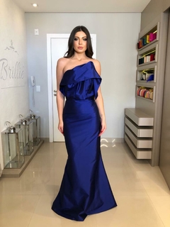 LOCAÇÃO Vestido azul royal tomara que caia