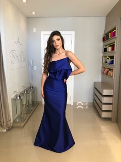 LOCAÇÃO Vestido azul royal tomara que caia - loja online