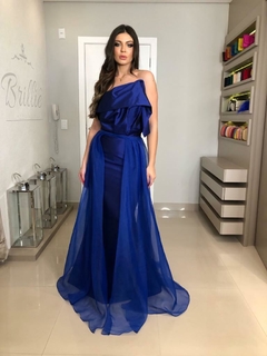 LOCAÇÃO Vestido azul royal tomara que caia na internet