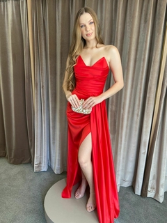 LOCAÇÃO Vestido Vermelho com fenda