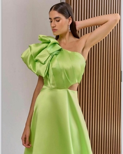 LOCAÇÃO Vestido Verde Lima Ombro Único - comprar online